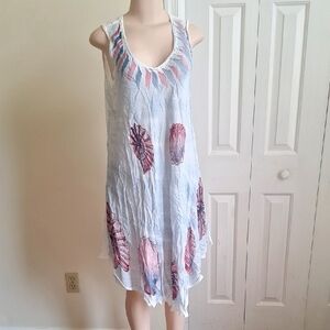3/$20 India Boutique White and Pink Swim Coverup Dress Size M-L